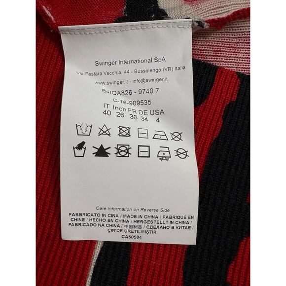 Roberto Cavalli Red Animal Print Abstract V Neck Sweater Size 4 - Picture 11 of 12